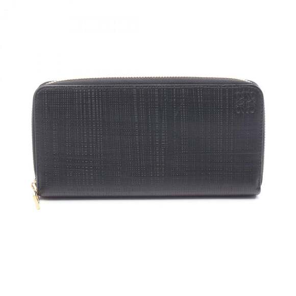 LOEWE Anagram Round Long Wallet Leather Women's Black